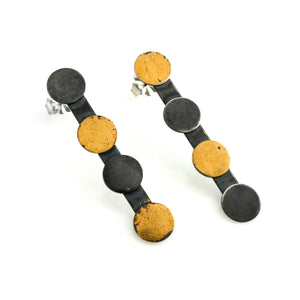 24K Gold and Silver Disc Post Earrings