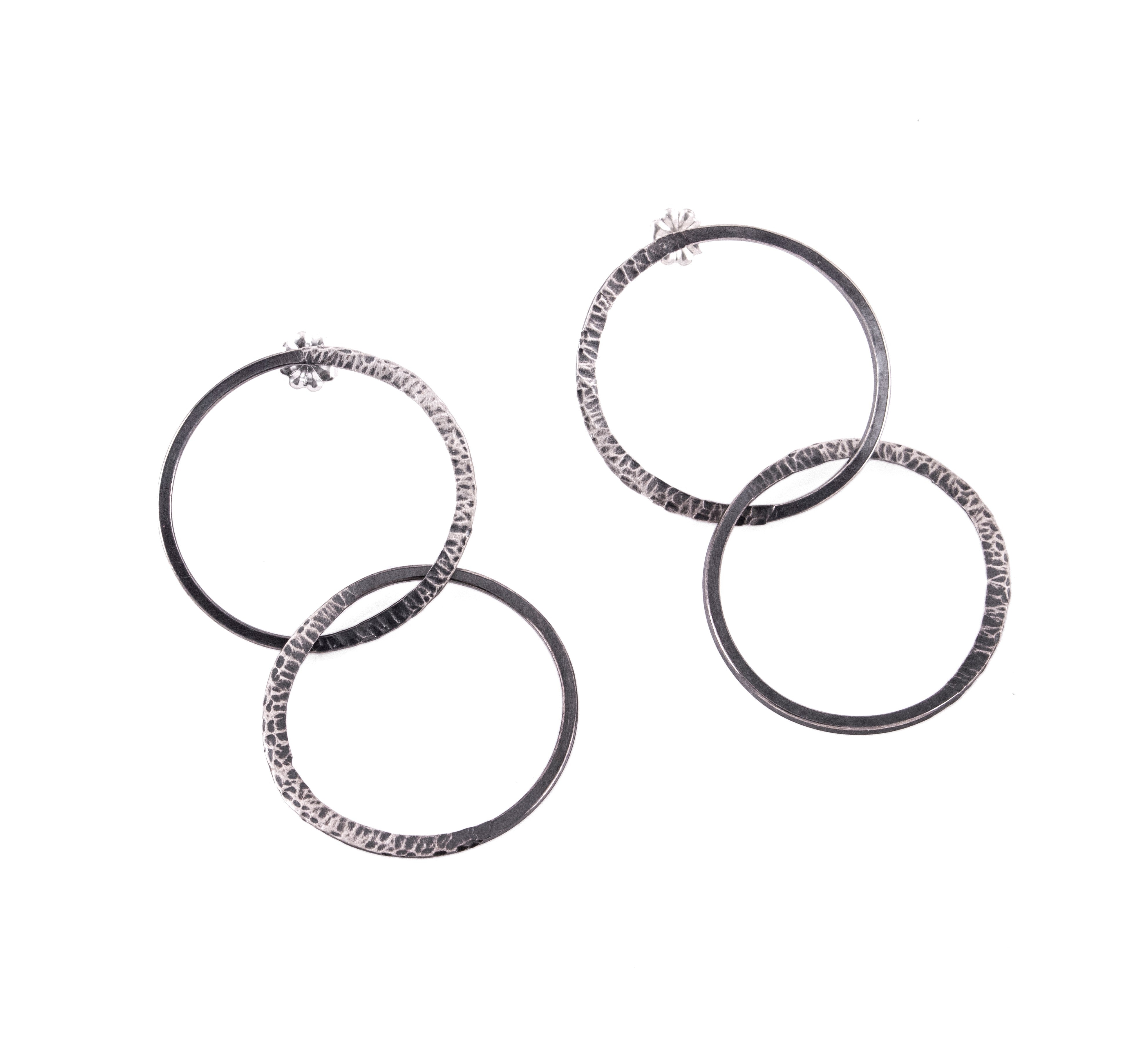 Double Circle Textured Earrings